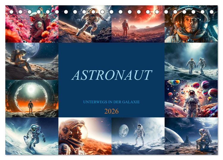 Produktbild: Astronaut - Unterwegs in der Galaxie (Tischkalender 2026 DIN A5 quer), CALVENDO Monatskalender