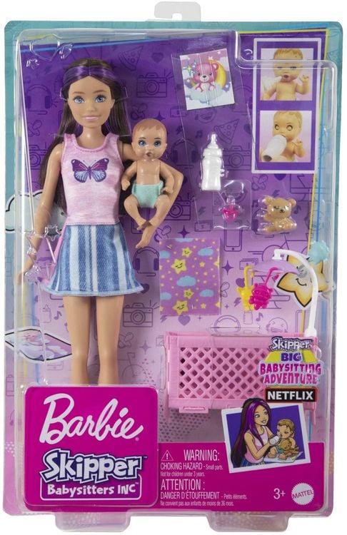 Produktbild: Barbie-Puppen und Zubehörteile, Skipper Babysitter-Spielset mit Gitterbett