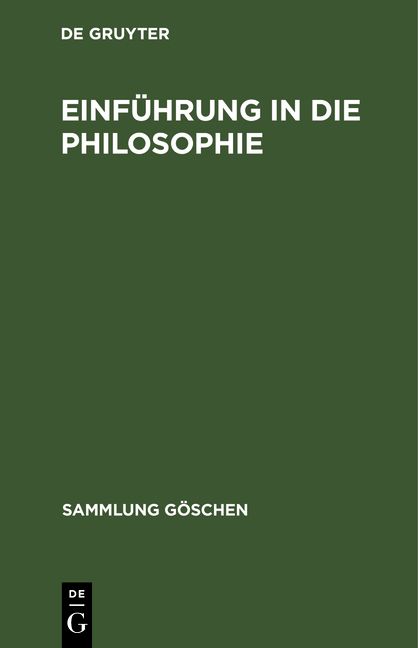 Produktbild: Einf&uuml;hrung in die Philosophie
