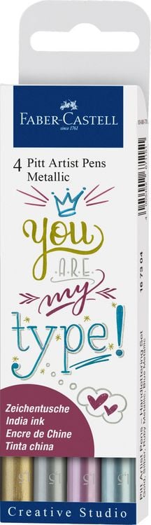 Produktbild: Faber-Castell Tuschestifte Pitt Artist Pens Metallic, 4er Etui