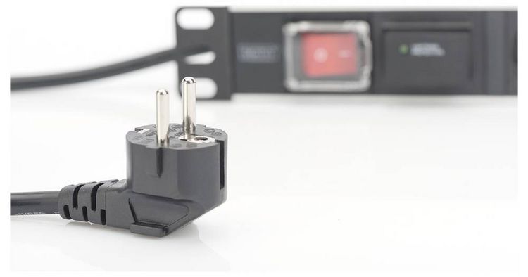 Produktbild: Digitus DN-95407 19 Zoll Netzwerkschrank-Steckdosenleiste 1 HE Schutzkontaktsteckdose Schwarz