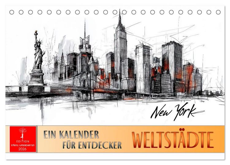 Produktbild: Weltst&auml;dte - ein Kalender f&uuml;r Entdecker (Tischkalender 2026 DIN A5 quer), CALVENDO Monatskalender