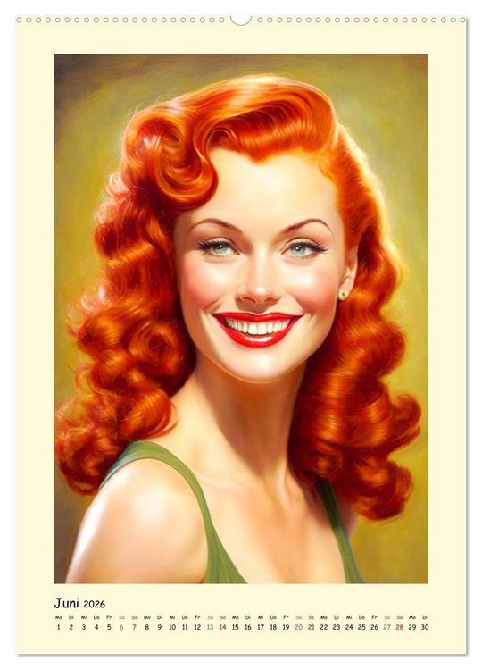 Produktbild: Vintage Girls. Die sch&ouml;nsten Pin-up Gesichter (Wandkalender 2026 DIN A2 hoch), CALVENDO Monatskalender