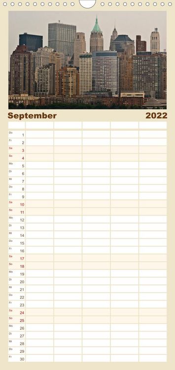 Produktbild: Familienplaner Ansichten einer Stadt: New York (Wandkalender 2022 , 21 cm x 45 cm, hoch)