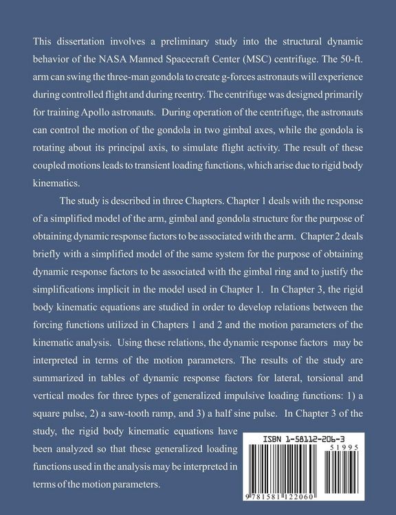 Produktbild: A Preliminary Study of the Structural Dynamic Behavior of the NASA Manned Spacecraft Center (MSC) Centrifuge