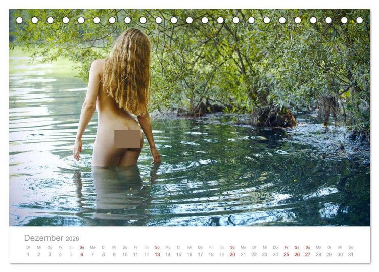 Produktbild: Wasser und Nymphen - Akt am Wasser (Tischkalender 2026 DIN A5 quer), CALVENDO Monatskalender