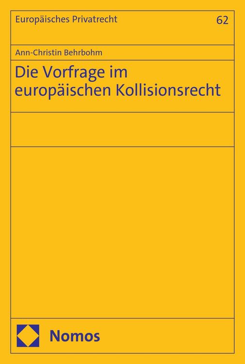 Produktbild: Die Vorfrage im europ&auml;ischen Kollisionsrecht