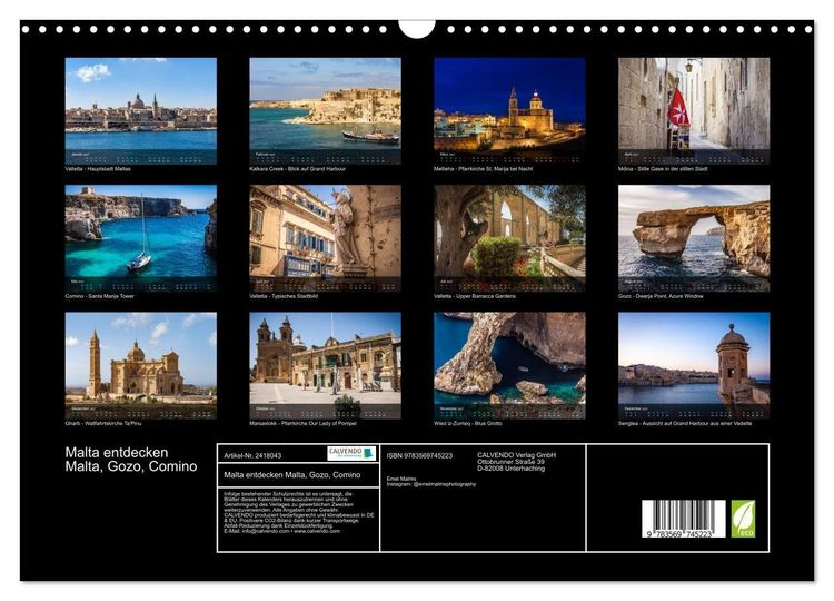 Produktbild: Malta entdecken Malta, Gozo, Comino (Wandkalender 2027 DIN A3 quer), CALVENDO Monatskalender