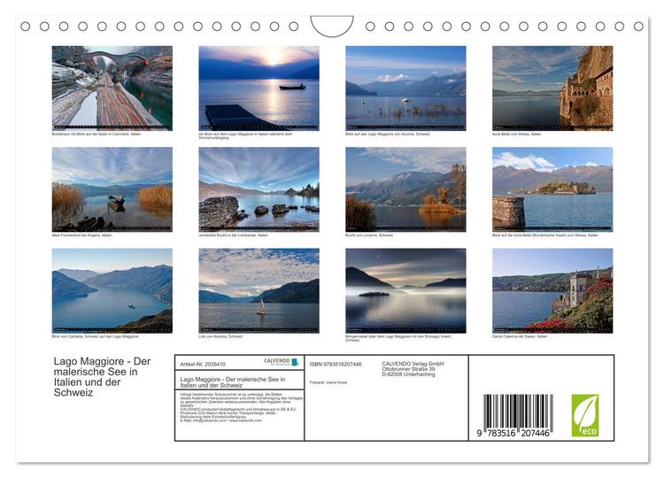Produktbild: Lago Maggiore - Der malerische See in Italien und der Schweiz (Wandkalender 2026 DIN A4 quer), CALVENDO Monatskalender