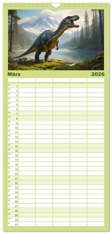 Produktbild: Familienplaner 2026 - Eine Reise in die Vergangenheit - Entdeckung der Tierwelt mit 5 Spalten (Wandkalender, 21 x 45 cm) CALVENDO