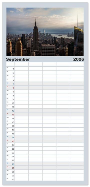 Produktbild: Familienplaner 2026 - New York City - der besondere Blick auf Big Apple mit 5 Spalten (Wandkalender, 21 x 45 cm) CALVENDO