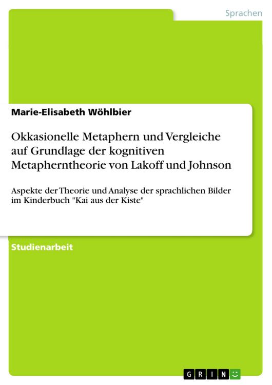 Produktbild: Okkasionelle Metaphern und Vergleiche auf Grundlage der kognitiven Metapherntheorie von Lakoff und Johnson