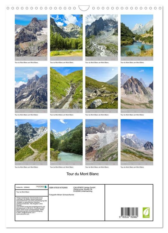Produktbild: Tour du Mont Blanc (Wandkalender 2027 DIN A3 hoch), CALVENDO Monatskalender