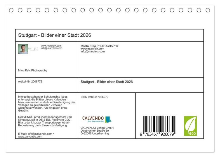 Produktbild: Stuttgart - Bilder einer Stadt 2026 (Tischkalender 2026 DIN A5 quer), CALVENDO Monatskalender