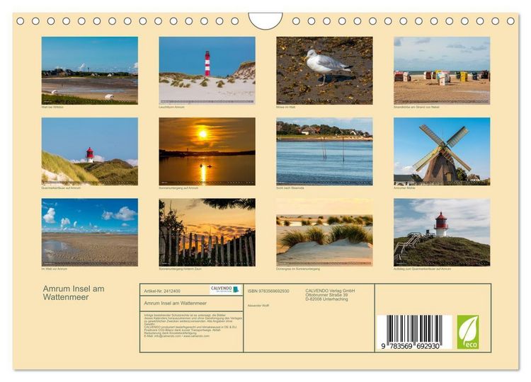 Produktbild: Amrum Insel am Wattenmeer (Wandkalender 2027 DIN A4 quer), CALVENDO Monatskalender