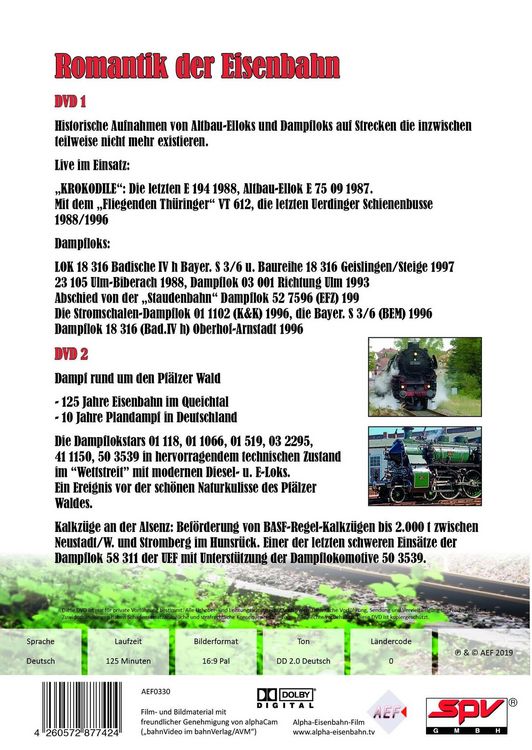 Produktbild: Romantik der Eisenbahn - Rarit&auml;ten & Dampf im Pf&auml;lzer Wald [2 DVDs]