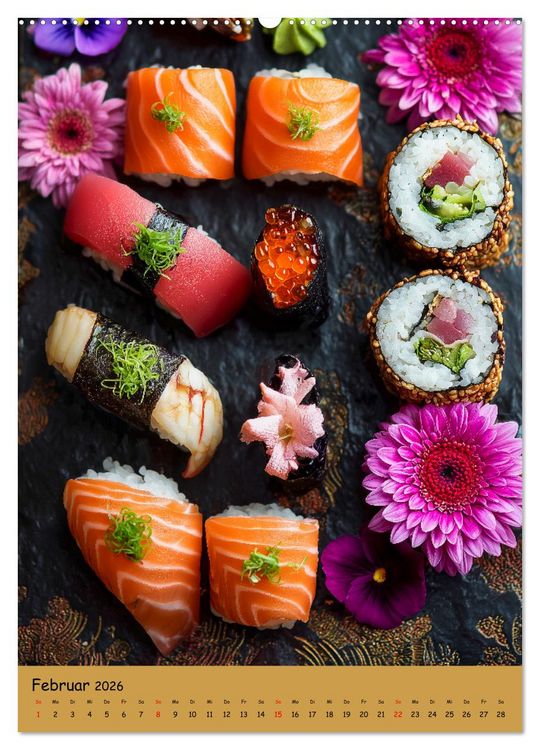 Produktbild: Sushi Kalender - Japanisches Essen f&uuml;r Sushi Liebhaber (hochwertiger Premium Wandkalender 2026 DIN A2 hoch), Kunstdruck in Hochglanz