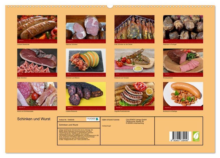 Produktbild: Schinken und Wurst (hochwertiger Premium Wandkalender 2026 DIN A2 quer), Kunstdruck in Hochglanz