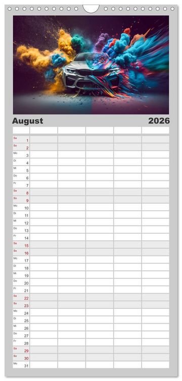 Produktbild: Familienplaner 2026 - Supercars im Farbenrausch mit 5 Spalten (Wandkalender, 21 x 45 cm) CALVENDO