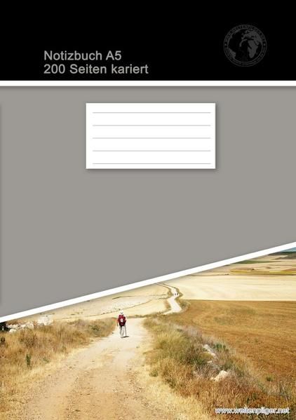 Produktbild: Notizbuch A5 200 Seiten kariert (Softcover Grau)
