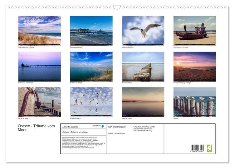 Produktbild: Ostsee - Tr&auml;ume vom Meer (Wandkalender 2026 DIN A2 quer), CALVENDO Monatskalender