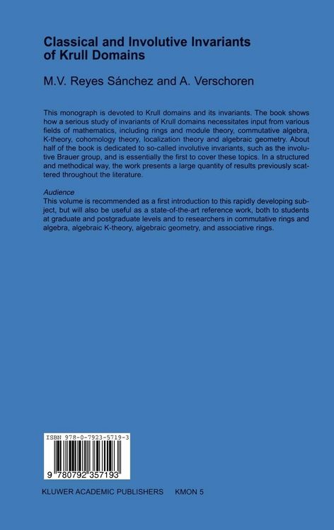 Produktbild: Classical and Involutive Invariants of Krull Domains