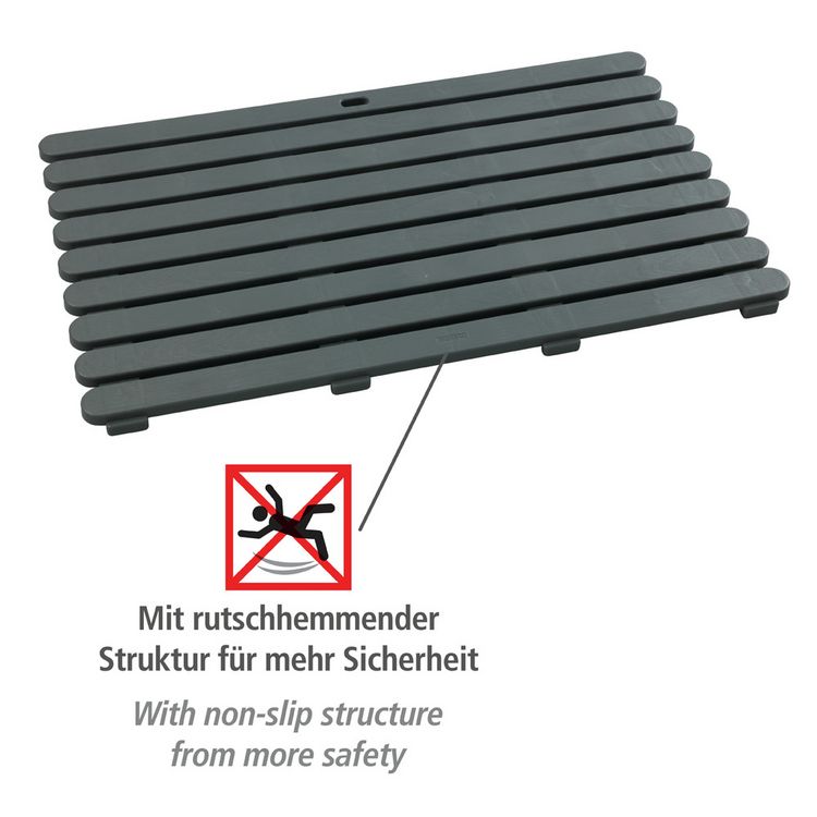 Produktbild: Badematte Mod. Indoor & Outdoor Grau, 50 x 80 cm, mit rutschhemmender Struktur