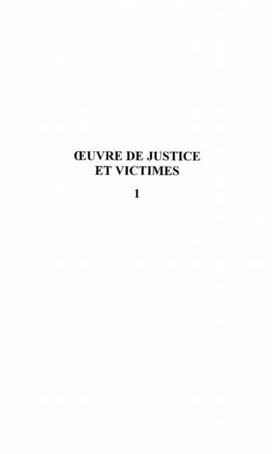 Produktbild: ?'uvre De Justice Et Victimes