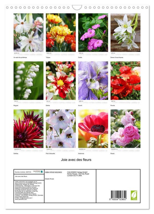 Produktbild: Joie avec des fleurs (Calendrier mural 2026 DIN A3 horizontal), CALVENDO calendrier mensuel