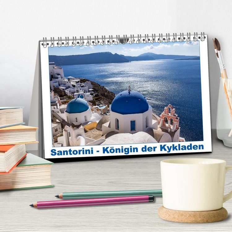 Produktbild: Santorini - K&ouml;nigin der Kykladen (Tischkalender 2026 DIN A5 quer), CALVENDO Monatskalender