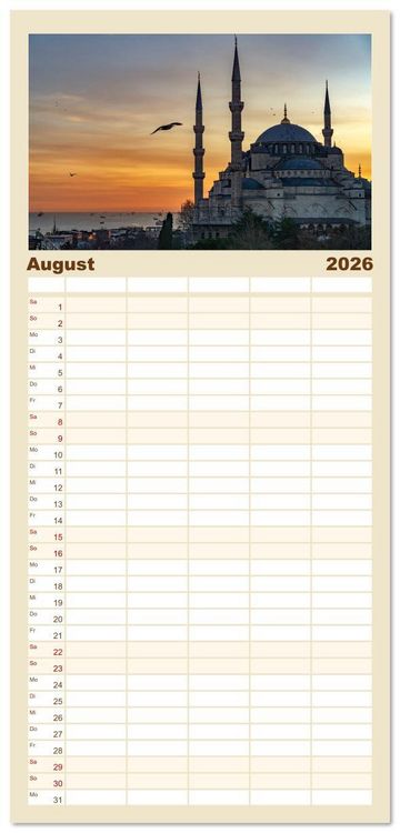 Produktbild: Familienplaner 2026 - Istanbul - Faszination Moschee mit 5 Spalten (Wandkalender, 21 x 45 cm) CALVENDO