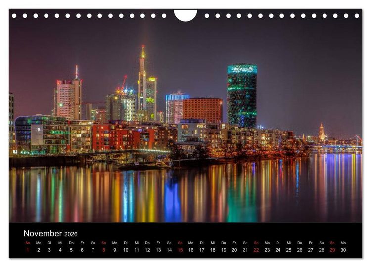 Produktbild: Frankfurt Skylights 2026 (Wandkalender 2026 DIN A4 quer), CALVENDO Monatskalender