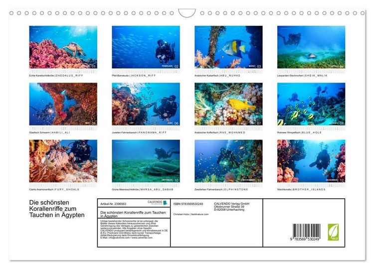 Produktbild: Die sch&ouml;nsten Korallenriffe zum Tauchen in &Auml;gypten (Wandkalender 2027 DIN A3 quer), CALVENDO Monatskalender