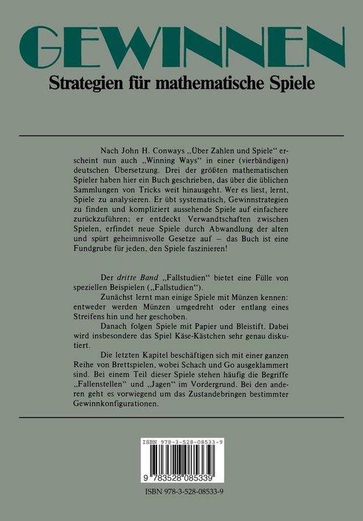 Produktbild: Gewinnen Strategien f&uuml;r mathematische Spiele