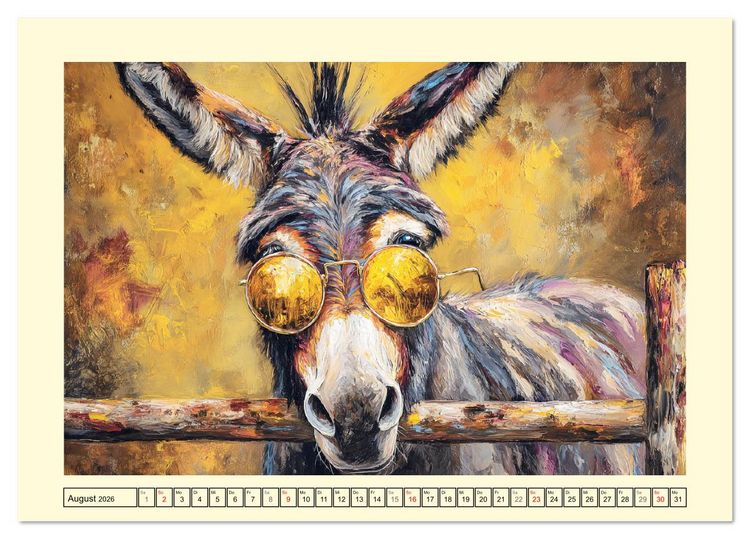 Produktbild: Charmante Langohren. Bezaubernde Eselportr&auml;ts in &Ouml;loptik (Tischkalender 2026 DIN A5 quer), CALVENDO Monatskalender