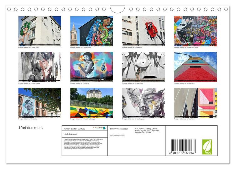 Produktbild: L'art des murs (Calendrier mural 2026 DIN A4 vertical), CALVENDO calendrier mensuel