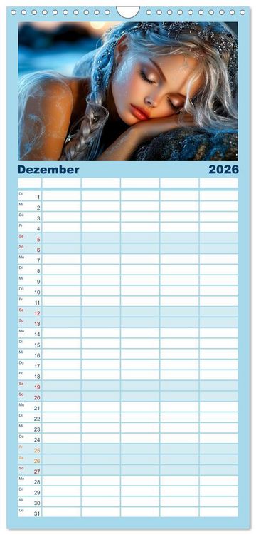 Produktbild: Familienplaner 2026 - Geheimnisvolle Meerjungfrau mit 5 Spalten (Wandkalender, 21 x 45 cm) CALVENDO