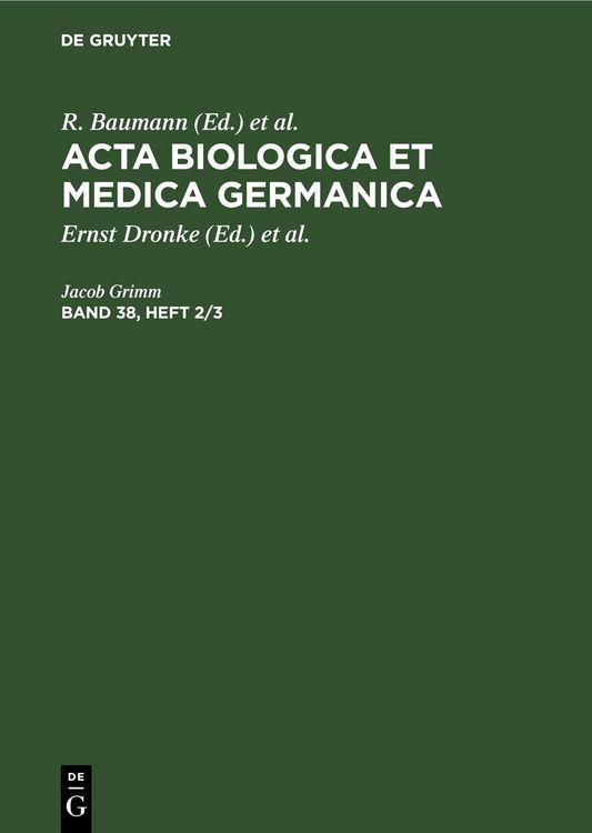 Produktbild: Acta Biologica et Medica Germanica. Band 38, Heft 2/3