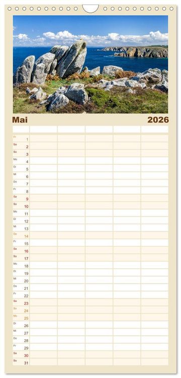Produktbild: Familienplaner 2026 - Bretagne - Bilder einer K&uuml;stenlandschaft mit 5 Spalten (Wandkalender, 21 x 45 cm) CALVENDO