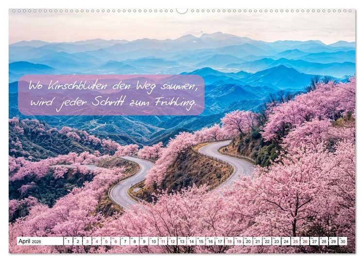 Produktbild: Wege zwischen Asphalt und Himmel - Achtsamkeitskalender mit Weisheiten (hochwertiger Premium Wandkalender 2026 DIN A2 quer), Kunstdruck in Hochglanz