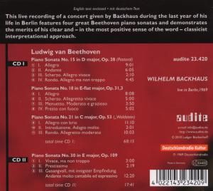 Produktbild: Backhaus, W: Klaviersonaten 15,18,21,30