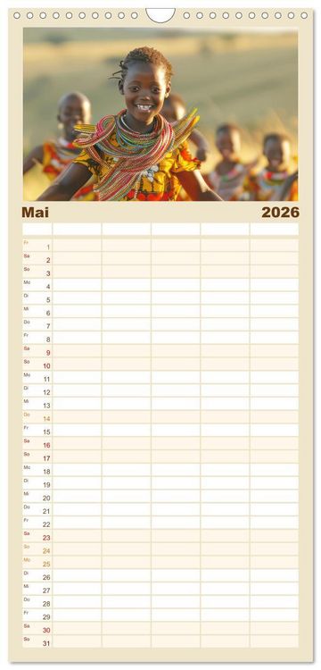 Produktbild: Familienplaner 2026 - Afrikas urt&uuml;mliche Sch&ouml;nheit mit 5 Spalten (Wandkalender, 21 x 45 cm) CALVENDO