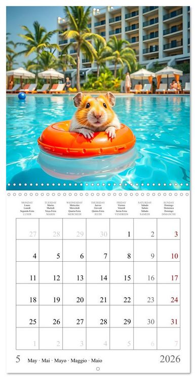 Produktbild: On holiday with AI hamsters (Wall Calendar 2026 12 &times; 12 Inch) CALVENDO 12 Month Wall Calendar