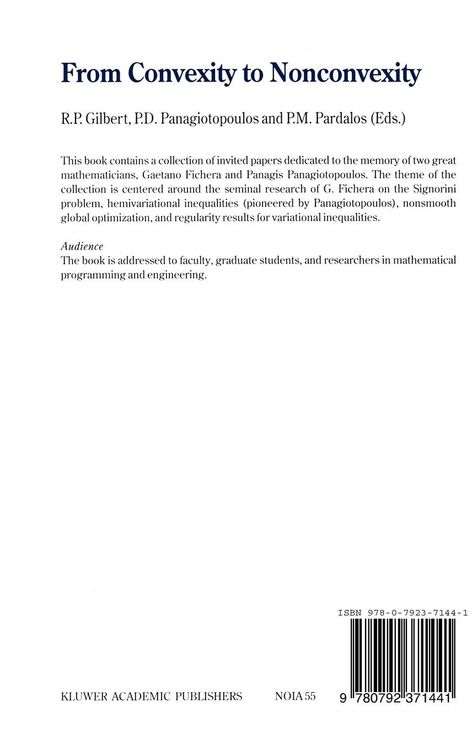 Produktbild: From Convexity to Nonconvexity