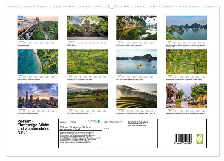 Produktbild: Vietnam - Einzigartige St&auml;dte und wundersch&ouml;ne Natur. (Wandkalender 2026 DIN A2 quer), CALVENDO Monatskalender