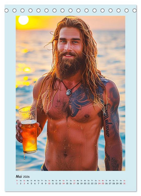 Produktbild: Strandsommer. M&auml;nner. Coole Typen am Meer (Tischkalender 2026 DIN A5 hoch), CALVENDO Monatskalender