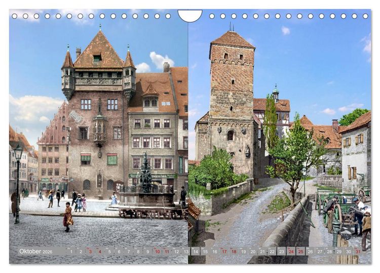 Produktbild: N&uuml;rnberg zur Kaiserzeit in Farbe - Fotos neu restauriert und koloriert (Wandkalender 2026 DIN A4 quer), CALVENDO Monatskalender