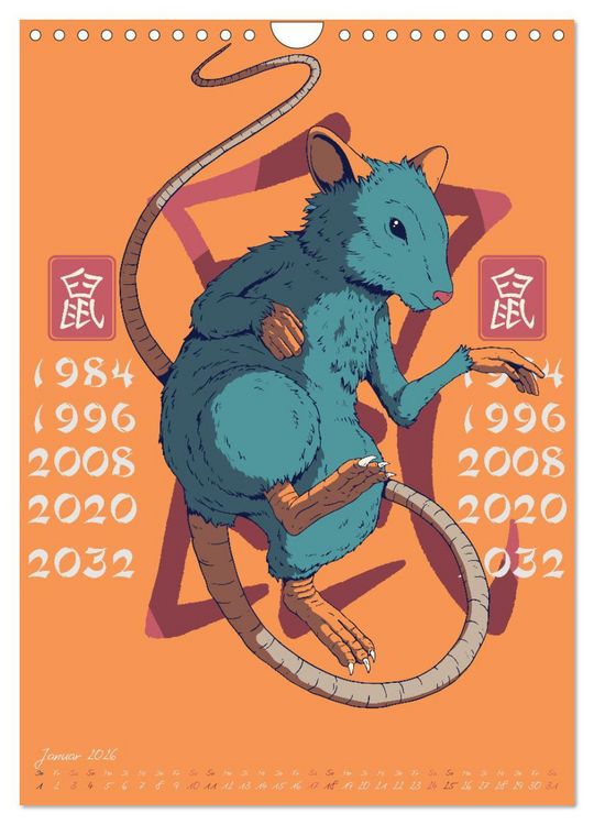 Produktbild: Chinesische Tierkreiszeichen (Wandkalender 2026 DIN A4 hoch), CALVENDO Monatskalender