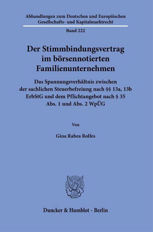 Produktbild: Der Stimmbindungsvertrag im b&ouml;rsennotierten Familienunternehmen.