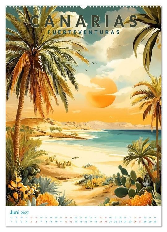 Produktbild: Kanarische Inseln - Old School Poster Style (Wandkalender 2027 DIN A2 hoch), CALVENDO Monatskalender